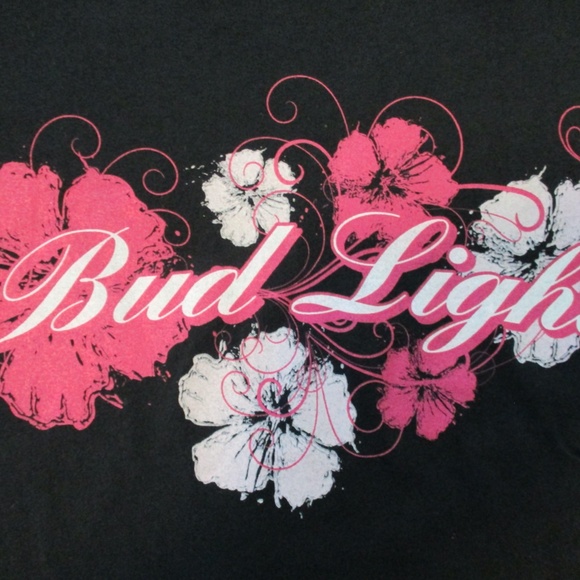 Vintage 2007 Bud Light Budlight Official Hawaiian Flowers Women's T-Shirt Sz M - Picture 2 of 7